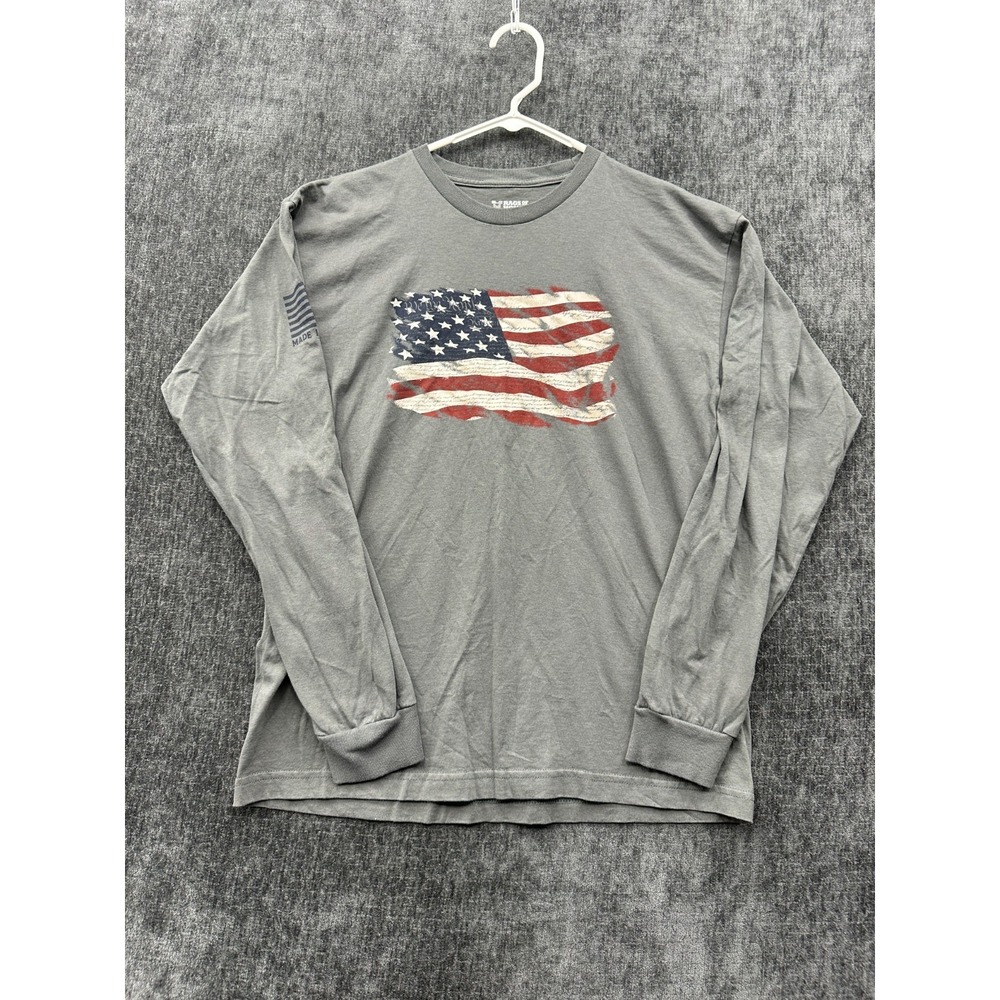 Rags Of Honor Shirt Men Large Heather Gray Graphic Print American Flag Crew Neck